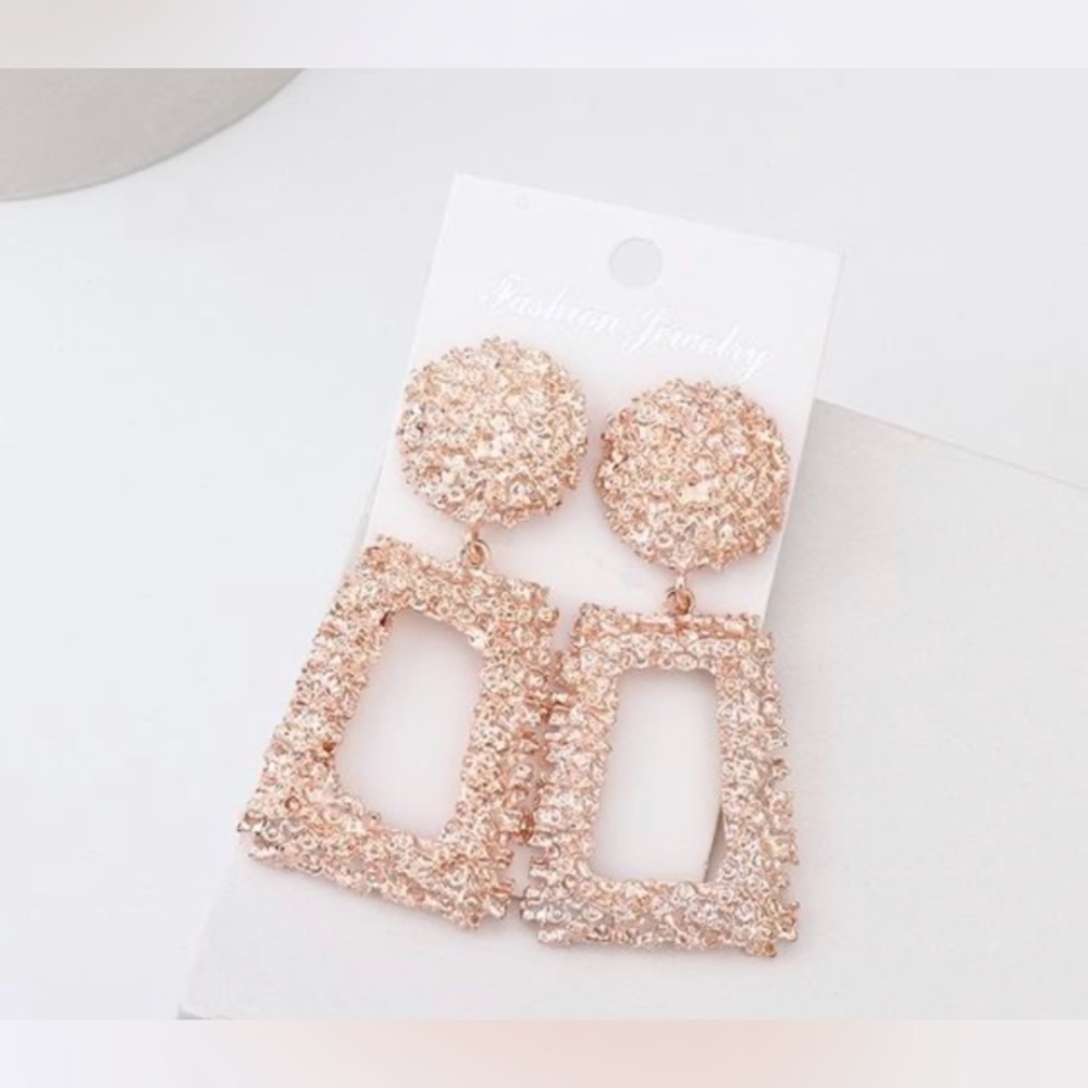 Geometric Champagne Dangle Earrings